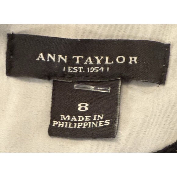 Ann Taylor Dress Women’s 8 Black Ivory Tweed Shift Sleeveless Sheath Lace Trim - Picture 5 of 9